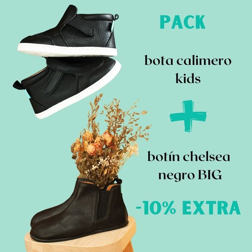 PACK BOTÍN NEGRO: BIG talla 42 + BABY talla a escoger